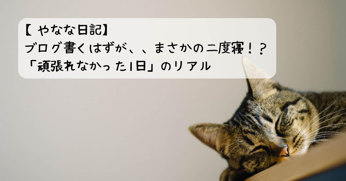 【やなな日記】ブログ書くはずがまさかの二度寝！？「頑張れなかった1日」のリアル